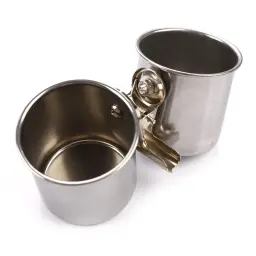Round Stainless Steel Parrot Feeder, Aviary Pet Food e Water Feeding Bowl - Image 3