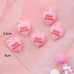 Vela carta feliz para decoração do bolo, amor rosa, festa romântica, 5pcs - Image 6
