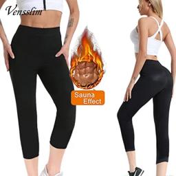 Calças de sauna fitness exercício emagrecimento leggings compressão suor shorts treino cintura trainer thermo trimmer para mulheres - Image 3