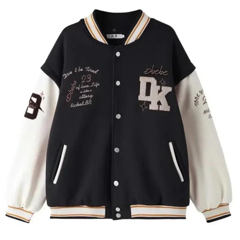 Y2k novo americano vintage high street hip-hop multi-letra bordado uniforme de beisebol de alta qualidade casaco solto masculino e feminino - Image 1