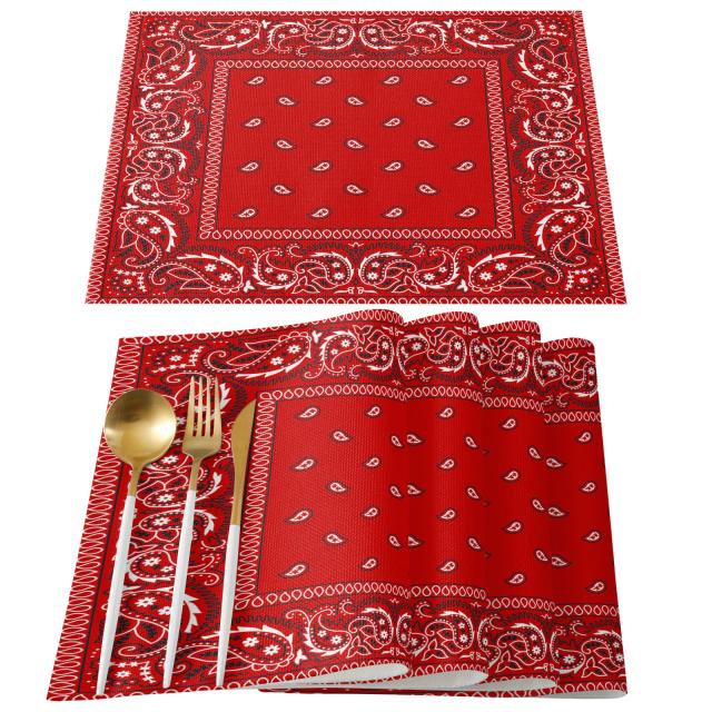 Conjunto de 4 ou 6 Bandanas Vermelhas como Sousplat para Mesa de Jantar e Acessórios de Cozinha