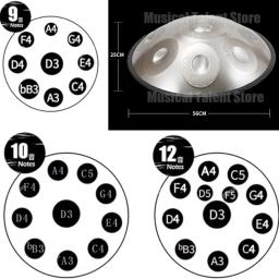 Handpan Tambor D Minor Steel Tongue Drum for Yoga Meditação, Música Bateria, Instrumentos de Percussão, 440Hz, 432Hz, 9, 10, 12, 14 Nota - Image 4