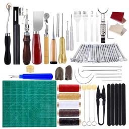 Miusie prático artesanato de couro ferramenta de costura punch kit cortador escultura trabalho costura leathercraft conjunto ferramentas para iniciante - Image 1