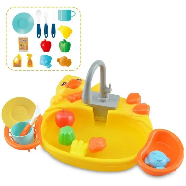 Brinquedo de Cozinha Infantil com Pia Drenável para Meninas e Meninos