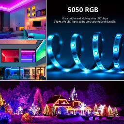 Tiras de luzes LED Bluetooth para festa de quarto, fita flexível, Wi-Fi, RGB, TV, fita, 1m-3m, 5m, 10m, 15m, 20m, 25m, 30LED por metro, 5050 - Image 4