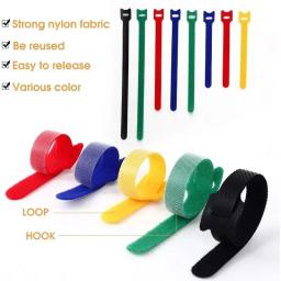 Prendedor de gancho e laço de nylon de 15cm, autoadesivo, pode ser reutilizado, fita de fixação de fivela de anel de gancho em t para fita de gerenciamento de cabos, faça você mesmo - Image 3