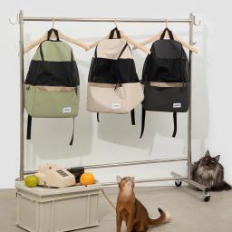 Gatinho respirável lona leve gato mochila, saco de transporte de viagem ao ar livre para gatos e cachorro, Pet carregando suprimentos - Image 3