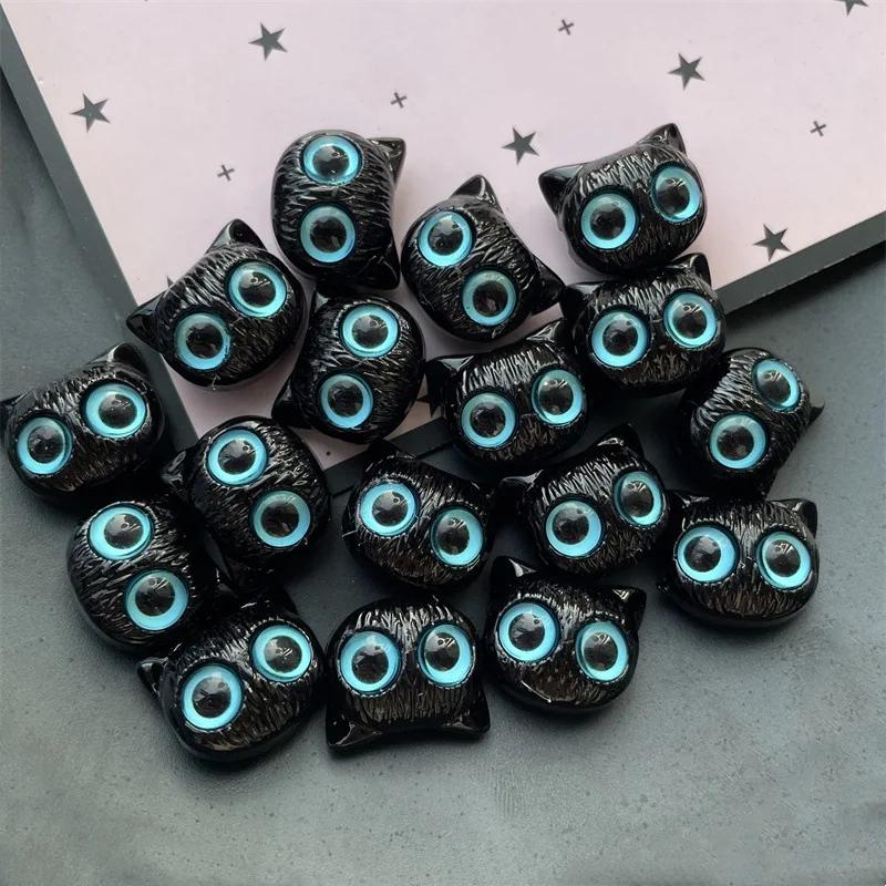 Contas de acrílico gato para fazer jóias, coruja de olhos grandes, colar e pulseira artesanal, suprimentos DIY, bonito, 10pcs - Image 1