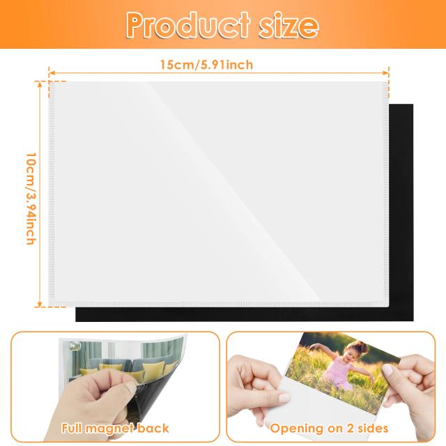 24/10pc molduras magnéticas geladeira ímã moldura titular do cartão geladeira janela quadro branco armário de escritório pvc foto bolso