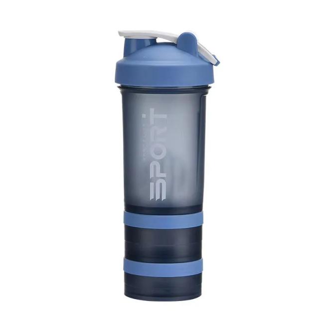 Garrafa de Água Esportiva Plástica Sem BPA com Agitador de Proteínas, 450ml e 3 Camadas para Academia e Atividades ao Ar Livre