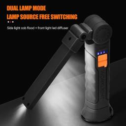 Lanterna USB Recarregável com Bateria Embutida, Tocha de Acampamento, Luz de Trabalho LED, Base Magnética, 5 Modos, Casa, Exterior - Image 4