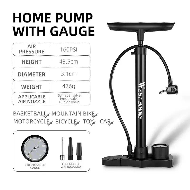 Bicicleta portátil do aço inoxidável bomba, Presta Válvula Inflator, Mountain Road Bike Acessórios, 160PSI - Image 1