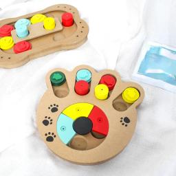 Multi-funcional Pet Dog Puzzle, comida escondida Slow Bowl, tipo de impressão Bone Paw, madeira Play Feeding Supplies Produtos - Image 4