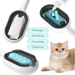 Pet Grooming Escova com Toalhetes e Tanque De Água, Massagem Pente, Removedor de Suprimentos, Pet Products, Cat and Dog Cleaning, Skin Care - Image 4