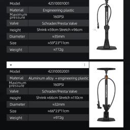 Bomba de bicicleta ROCKBROS de alta pressão, economia de trabalho para motocicleta, carro, bicicleta elétrica, AV, inflador FV, MTB Road Bike Acessórios, 160PSI - Image 6