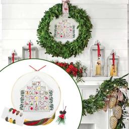 Calendário do advento de natal padrão bordado à mão diy kit bordado contagem regressiva de natal calendário decoração de natal - Image 4