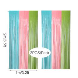 Cortina de franja colorida para menina, cenários macaron, cortina de ouropel, sereia unicórnio, decoração de casamento, casamento, 2pcs - Image 6