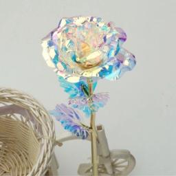Rosa Eterna Artificial com Luz LED, Flor Folha em Vidro, Decoração de Casamento, Presente de Aniversário, Dia das Mães - Image 5