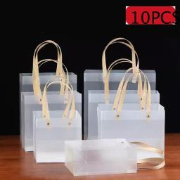 Reutilizável PVC fosco sacola, transparente companheiro presente embrulho saco, Festival presente carregando sacos, presentes do convidado, 10pcs - Image 1