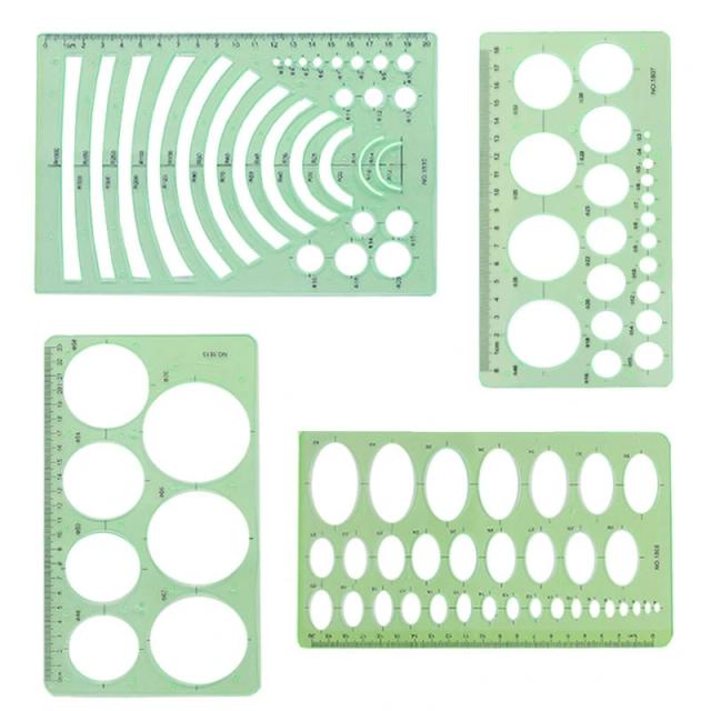 Kit de Réguas de Plástico para Desenho Geométrico e Medição em Projetos de Arquitetura e Construção
