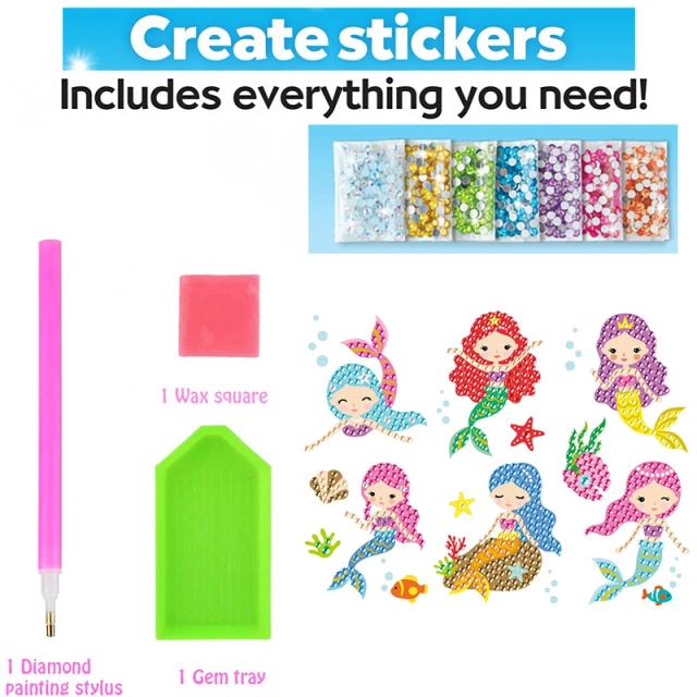 Kit de Adesivos de Pintura com Diamante Big Gem: Artesanato Mágico de Unicórnio e Vida Marítima para Meninos e Meninas - 12 Criativos Presentes Divertidos