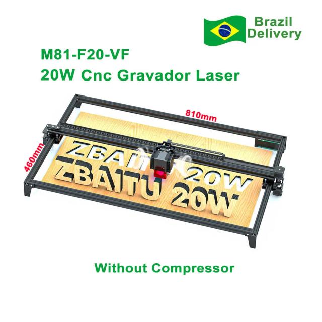 Cortadora e Gravadora a Laser ZBAITU CNC 16W, 20W e 10W para Impressão de Logos em Metal e Madeira com Ferramentas e Compressor Inclusos