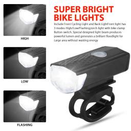 Conjunto de luz da bicicleta farol lanterna traseira usb recarregável mtb frente traseira conjunto lâmpada ciclismo lanterna acessórios da bicicleta - Image 3