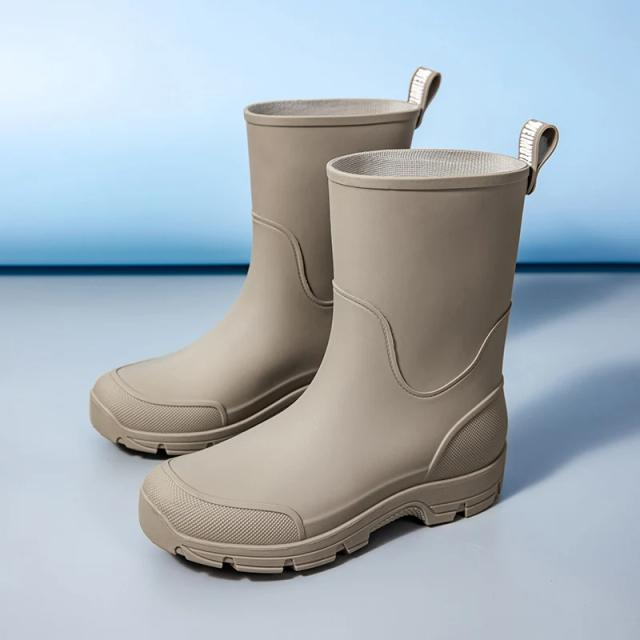 Botas de Chuva Fenas Cano Médio Antiderrapantes Impermeáveis PVC