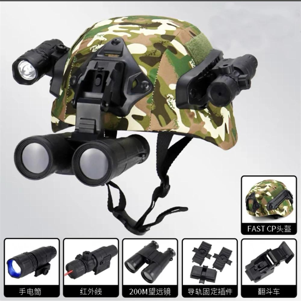 Paintball rápido capacete tático definido para crianças, telescópio lanterna, luz estroboscópica, treinamento, trajes cosplay completos - Image 1
