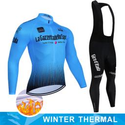 Roupas de ciclismo para homens, Traje uniforme, Bike Fleece Jersey, Conjunto esportivo, Calças, Vestuário de bicicleta, Babador, Blusa, Tour De Italy - Image 1