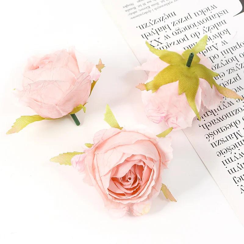 Seda artificial rosa flores cabeça, flores falsas macias, grinalda caixa de presente, ofício da noiva, casamento, decoração do casamento, DIY, 3 pcs, 5pcs - Image 1