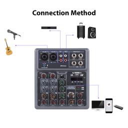 Mixer de áudio com microfone sem fio, 6 canais, misturando console, acessórios eletrônicos para instrumentos musicais, BT Mixer, OTG, 4DSP Scene Effects - Image 2