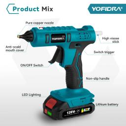 Pistola de cola elétrica sem fio, cola em bastão para artes, ferramenta de reparo doméstico DIY, bateria Makita 18V, 11mm, 100W - Image 2