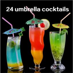Mini guarda-chuva de papel para guarda-sóis de coquetel, palha, bebida, frutas, bolo, decoração do casamento, festa de aniversário, 24pcs pack - Image 1