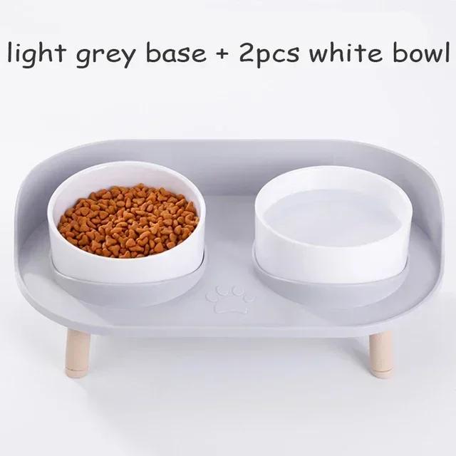 Double Bowls Pet Alimentador para gatos e cães, alimentação elevada, prato de água, tigela, altura ajustável, Kitten Supplies - Image 1