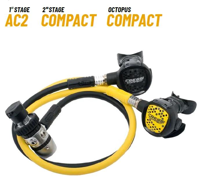 Cressi uso intenso mergulho regulador polvo pistão 1st estágio compacto 2nd stage ac2/compacto + polvo - Image 1