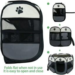 Cercadinho de estimação dobrável com cerca interior, Oxford, leve, Puppy Play Pen para cães médios, Playpens portáteis para gato - Image 5
