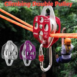 Polia Dupla MagiDeal para Sistema de Transporte, Escalada e Rastejando Arborist, Escalada, Caving Tree, Acessórios de Escalada, 32KN - Image 1