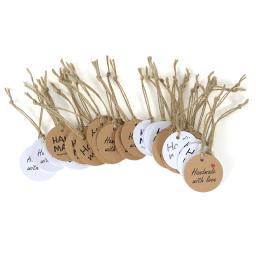 100 peças de papel kraft cartão de agradecimento etiqueta de presente artesanal para festa de casamento lembranças de chá de bebê/biscoitos etiqueta decorativa - Image 4