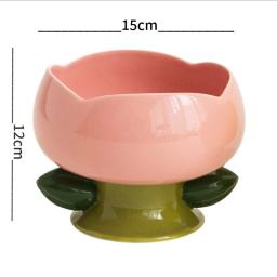 Tigela levantada antiderrapante para animais de estimação, alimentador cerâmico bonito, forma de flor, pé alto, alimentador de cachorro, água de alimentação, prato de gato elevado, suprimentos para animais, novo - Image 2