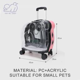 Mala de rolamento para pequenos animais, Pet Trolley Bag, Transparente Cat Case, Dog Travel Box, Suprimentos Acessórios, Moda - Image 2