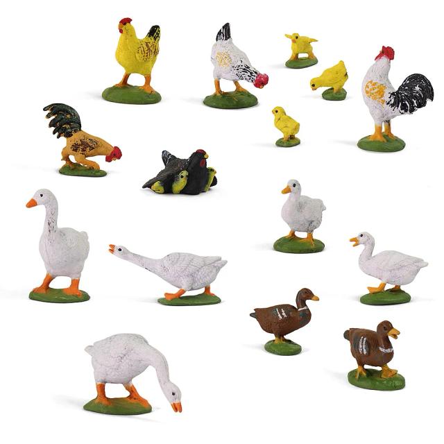 Kit de Animais de Fazenda em Escala 1:43 - 15 Peças Pintadas em PVC (Modelo Trem)