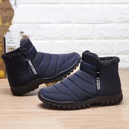 Tênis masculinos de algodão quente com zíper botas de tornozelo de neve, sapatos casuais sapatos de grife botas de neve à prova dwaterproof água sapato frete grátis - Image 3