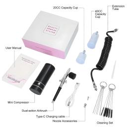 Portátil recarregável sem fio Airbrush com Compressor, Auto Ação Pistola para Rosto Beleza Nail Art Tattoo Craft Cake Paint - Image 6
