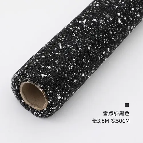 Rolo de Tela de Seda de 50 cm x 4 Jardas para Embalagens de Flores e Presentes - Gaze Transparente com Ponto de Neve e Fio Macio