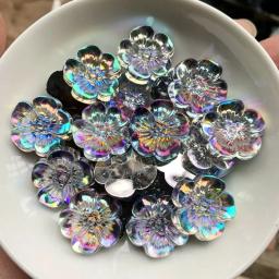 10pcs19mm design de flor strass acrílico, contas de arte com parte traseira plana decorar diy strass apliques flor de cristal - Image 4