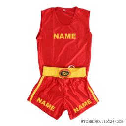 Shorts De Boxe Personalizado e Camisa, Artes Marciais, Wushu, Sanda, Muay Thai, Kickboxing, Luta, Uniforme, Homens, Mulheres, Criança, Menino, Menina - Image 4