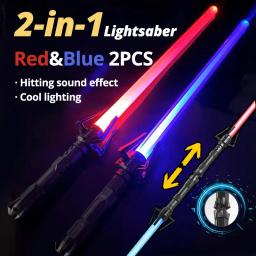 2PCS 2-in-1 Laser Espada Vermelho e Azul Duplo Sabre Transformação Presente Cosplay Brinquedo Menino Arma das Crianças - Image 1