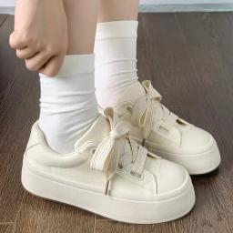 Sapatos femininos vulcanizados de lona respirável, sapatos rasos para caminhada, calçados casuais para estudantes, tamanho 40, 2024 - Image 2