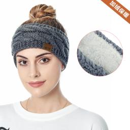 Mok novos acessórios para o cabelo de lã de pelúcia tricô faixa de cabelo no outono e inverno esportes bandana earmuffs europa 12 cores - Image 2